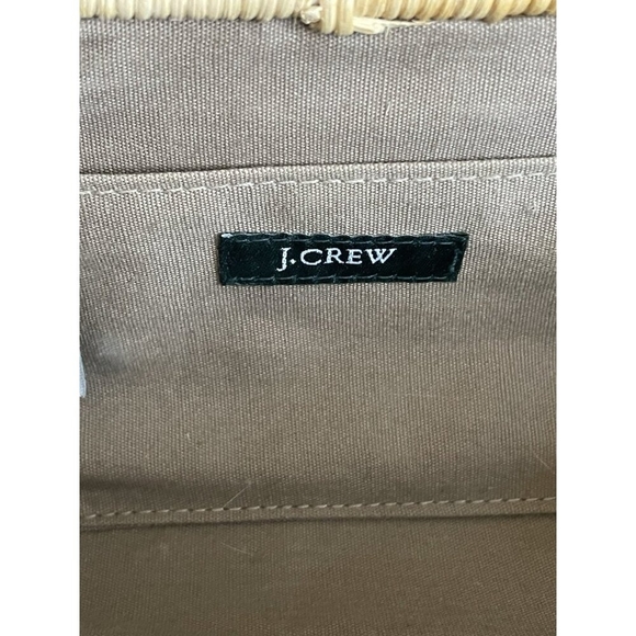 J.Crew Natural Rattan Tan Leather Strap Gold Turn Lock Clutch Bag NWOT - Picture 8 of 9